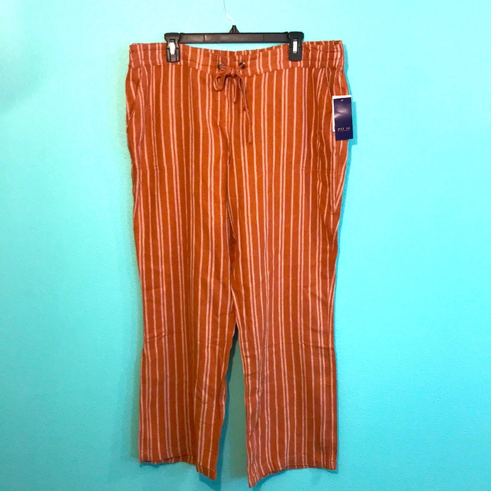 Rust and cream striped pants